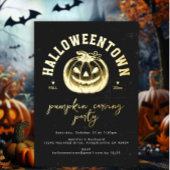 Invitation En Aluminium Citrouille Jack-o'-lantern Halloween Party Gold
