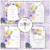Serviette En Papier Violets violets et jaunes modernes Mariage floral