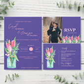 Carte Magnétique Mariage floral violet et blanc Enregistrer la date (Personnalisez la collection de ce créateur indépendant.)