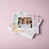 Invitation Diplôme moderne pastel arc-en-ciel rose girly phot