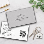 Porte-nom Modern Realtor Home Logo Gray Faux Linen