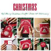 Rode vrolijke kerst graffiti cadeau Labels