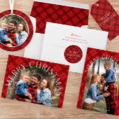 Étiquette Rustic Red Plaid Christmas Return Address