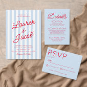 Invitation Modern Minimalist Coastal Blue Stripes Wedding (Personnalisez la collection de ce créateur indépendant. )