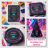 Invitation Modern Retro Neon 80’s 1st Birthday Party