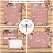 Modern Romantisch Roze Tuin Bloemen Geen Diner All In One Uitnodiging