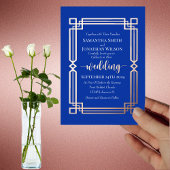 Menu Rose moderne Gold Frontière Marine Blue Mariage Dî