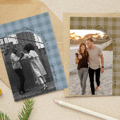 Modern Rustic Plaid Holiday Wine Label Personalize Wijn Etiket