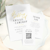 Moderne Rustieke Type Gouden Letters Foto Bruiloft Kaart