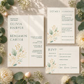 Programme Cérémonie de mariage botanique élégante vert sauge