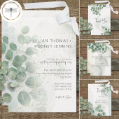 Invitation Moderne Sage Green Eucalyptus & Gold Mariage
