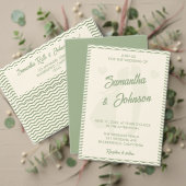 Cartons Réponse Modern Sage Green Wavy Stripe QR Code Wedding (Personnalisez la collection de ce créateur indépendant. Test)