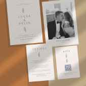 Invitation Tout En Un Feuille minimaliste Mariage délicat