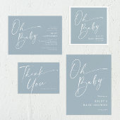 Serviette En Papier Oh Baby Script moderne Dusty Baby shower bleu