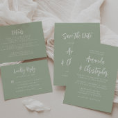 Faire-part Modern Minimalist Script Sage Green Save the Date
