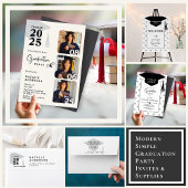 Invitation Simple Black & White Graduate Casquette Graduate P