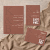 Modern Terracotta Minimalist Wedding Save The Date (Personaliseer de collectie van deze zelfstandige maker.)