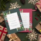 Invitation Elégante Holly Berries Green Holiday Party