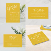 Carte RSVP de mariage Jaune moderne Script