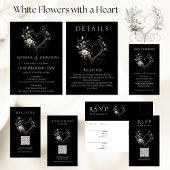 Invitation Fleurs blanches avec un Mariage de coeur