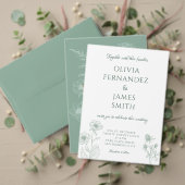 Moderne Wildflower Minimal Sage Green Wedding Save The Date (Personaliseer deze collectie van deze onafhankelijke maker. Test)