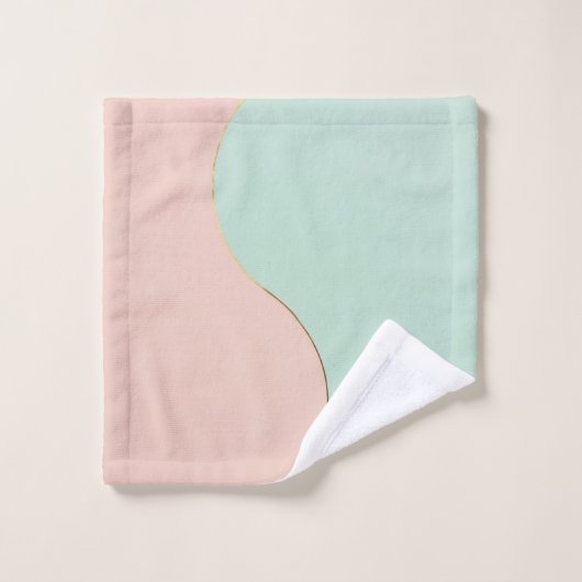 Collection Moderne Abstraite Rose Pâle Menthe (Gant de toilette)
