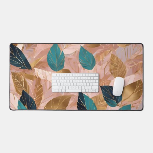 Collection moderne de Feuilles Boho en or rose vif (Clavier et souris)