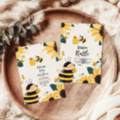 mama naar Bee Yellow Floral Baby shower Papieren Bordje