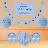 Invitation Anniversaire de enfant de textos bleu clair monoch