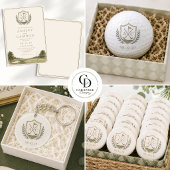 Invitation Mariage Monogramme Or Vert Sauge Golf