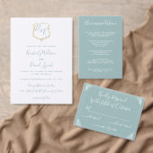 Monogramme Crest Gold bleu Mariage Cartes de lieu (Personnalisez la collection de ce créateur indépendant. )