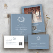 Cartons Réponse Élégant Terra Cotta Monogram Crest QR Code Mariage