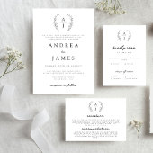 Invitation Monogramme Crest noir blanc photo superposition Ma