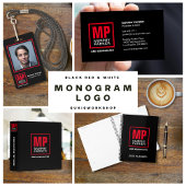 Badge Logo de Monogramme moderne Gras Noir Rouge Blanc