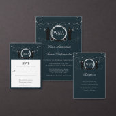 Invitation Mariage masculin Silver Bleu Élégant Monogramme LG (Personnalisez la collection de ce créateur indépendant.)