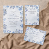 Invitation Flocons de Neige Argent Bleu Mariage Code QR Hiver (Personnalisez la collection de ce créateur indépendant. )