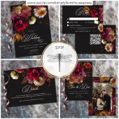 Carte D'accompagnement Moody Black Floral Painterly Red Burgundy Wedding