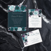 Carte D'accompagnement Moody Boho | Hébergement Turquoise Floral foncé (Personnalisez la collection de ce créateur indépendant. )