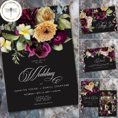 Carte D'accompagnement Moody Dark Floral Black Burgundy Romantic Wedding