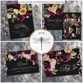 Invitation Moody Dark Floral Black Burgundy Romantic Wedding
