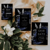 Papier Mariage Code QR Argent Navy Floral Budget Maussade