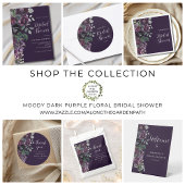 Sticker Rond Mariage de Fleurs Sombres Violet Foncé