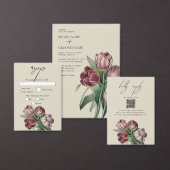 Moody Waterverf Paarse Tulpen bruiloft RSVP Kaartje (Personaliseer de collectie van deze zelfstandige maker.)