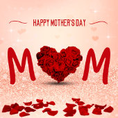 Badge Carré 5 Cm Mother's Day Rose Heart Bouquet - Button