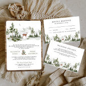 Invitation Trois Volets Mountain Forest Deer QR Code Photo Collage Wedding