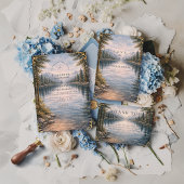 Save The Date Mountain Lake Forest Reflection Wedding