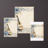 Invitation Notes de musique guitare Fleurs Bleu (Personnalisez la collection de ce créateur indépendant.)