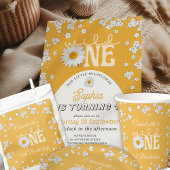 Mustard Wild One Daisy 1st Birthday Invitation