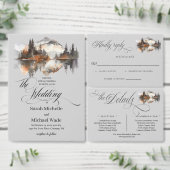 Mystic Autumn Calligraphy Wedding Invitation Kaart (Personaliseer de collectie van deze zelfstandige maker.)