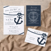 Nautische Touw en Anker Donkere Navy Bruiloft Kaart (Personaliseer de collectie van deze zelfstandige maker.)
